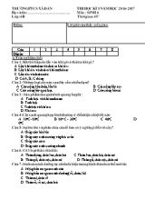 Đề thi Sinh học Lớp 6 - Học kì I - Năm học 2016-2017 - Trường THCS Xã Đàn
